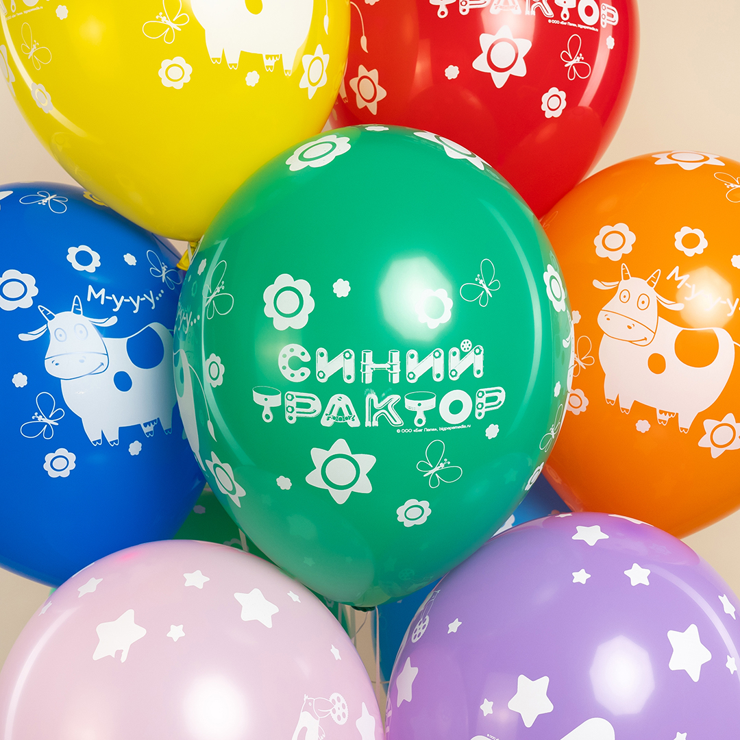 Шар (12''/30 см) Синий трактор, Ассорти, пастель, 5 ст, 25 шт.