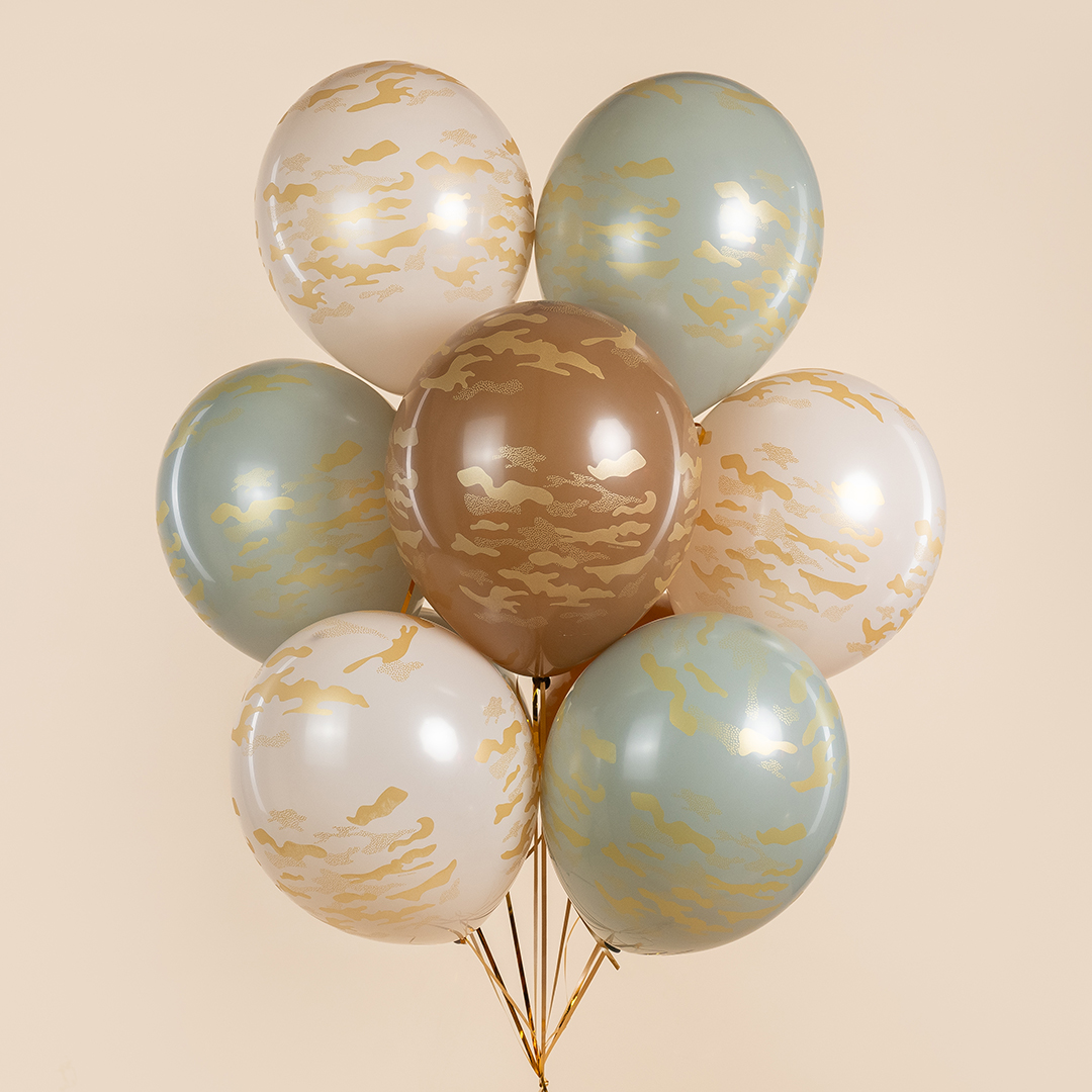 Шар (12''/30 см) Золотой камуфляж, Ассорти, пастель, 5 ст, 25 шт.