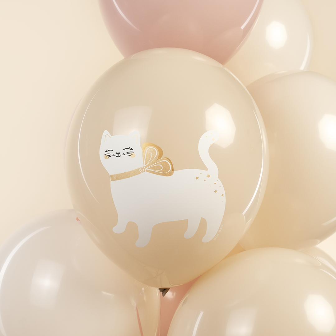 Шар (12''/30 см) Кошечка с бантом, Ассорти, пастель, 1 ст, 25 шт.