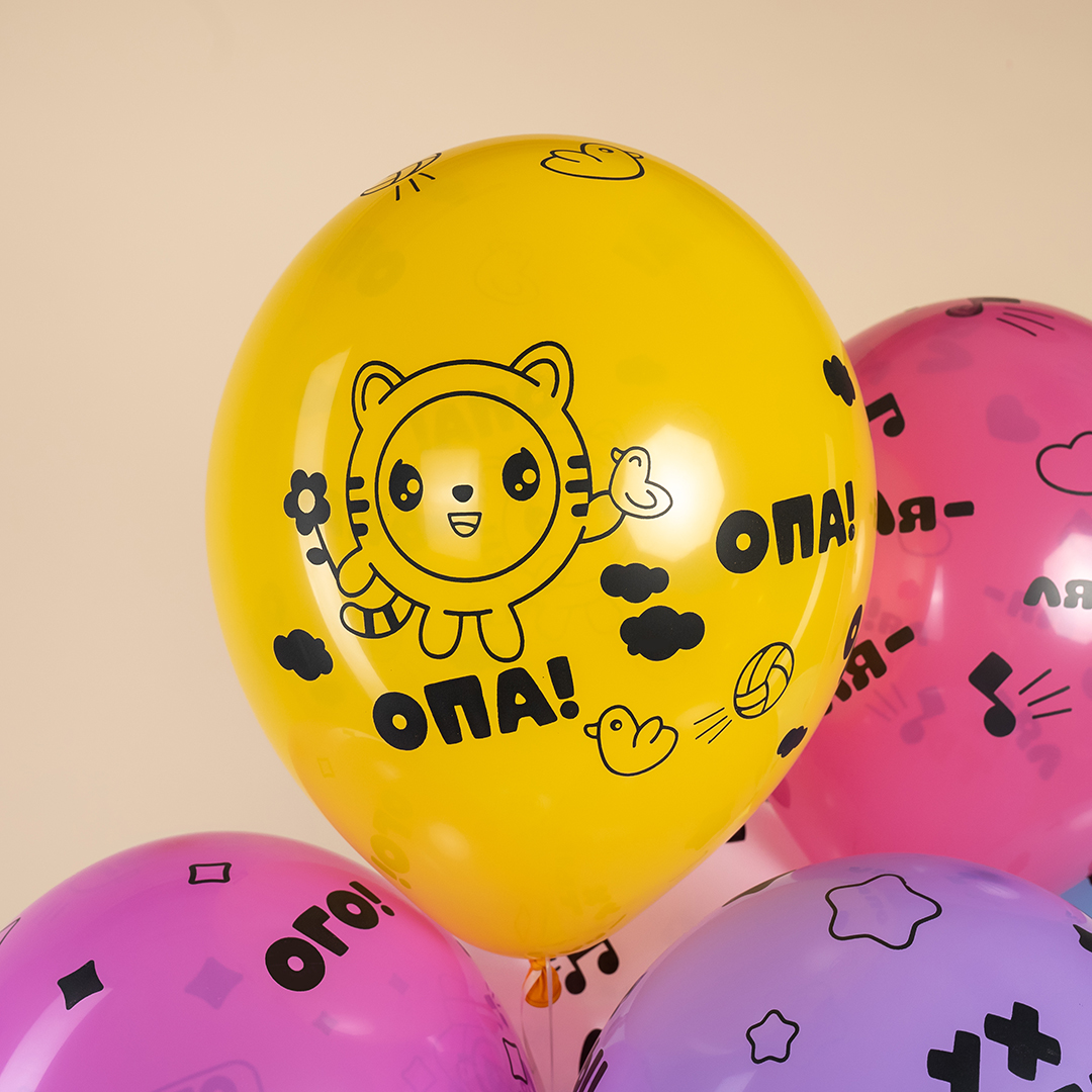 Шар (12''/30 см) Малышарики, Ассорти, пастель, 5 ст, 25 шт.