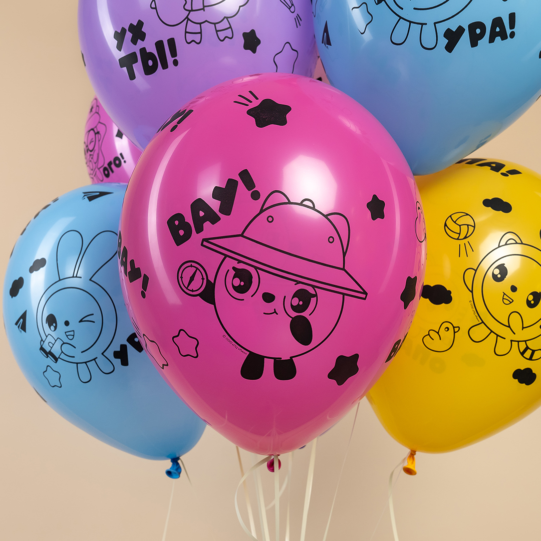 Шар (12''/30 см) Малышарики, Ассорти, пастель, 5 ст, 25 шт.