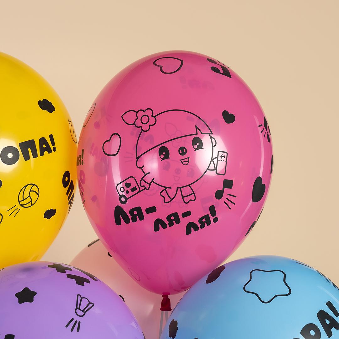 Шар (12''/30 см) Малышарики, Ассорти, пастель, 5 ст, 25 шт.