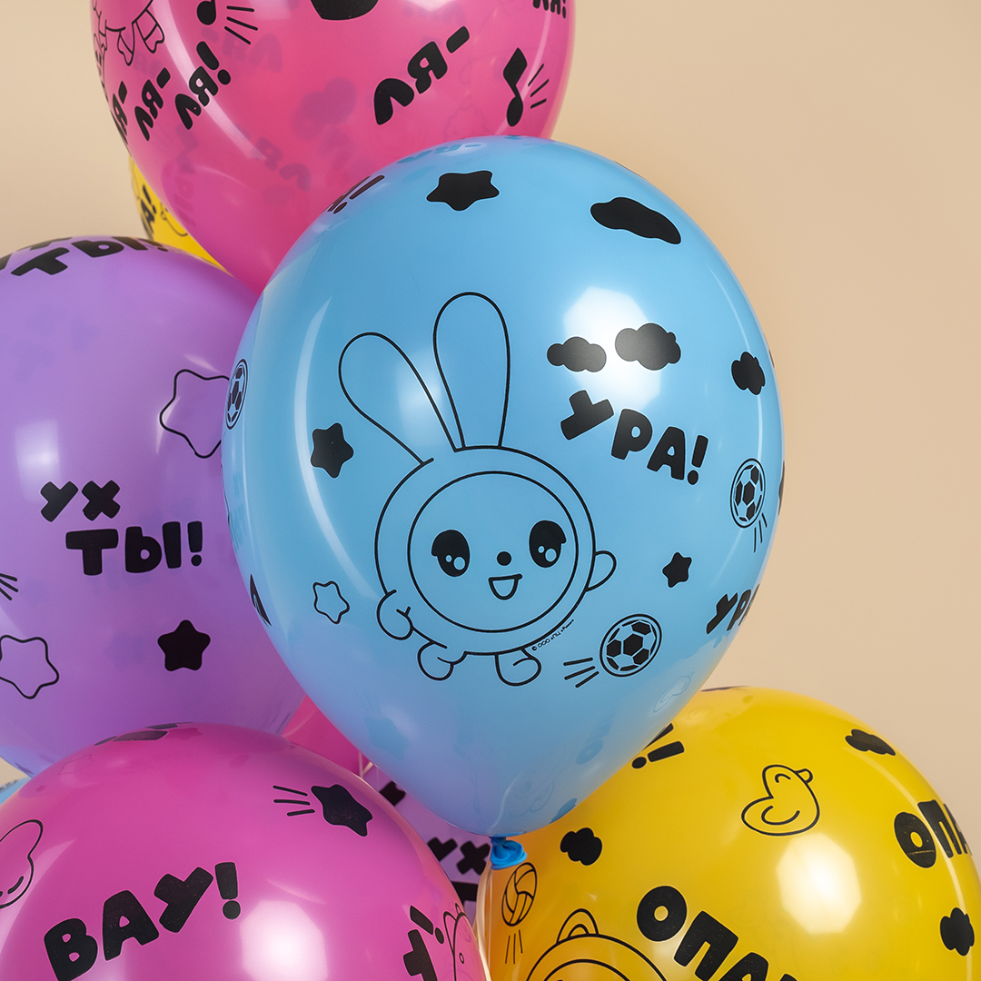 Шар (12''/30 см) Малышарики, Ассорти, пастель, 5 ст, 25 шт.