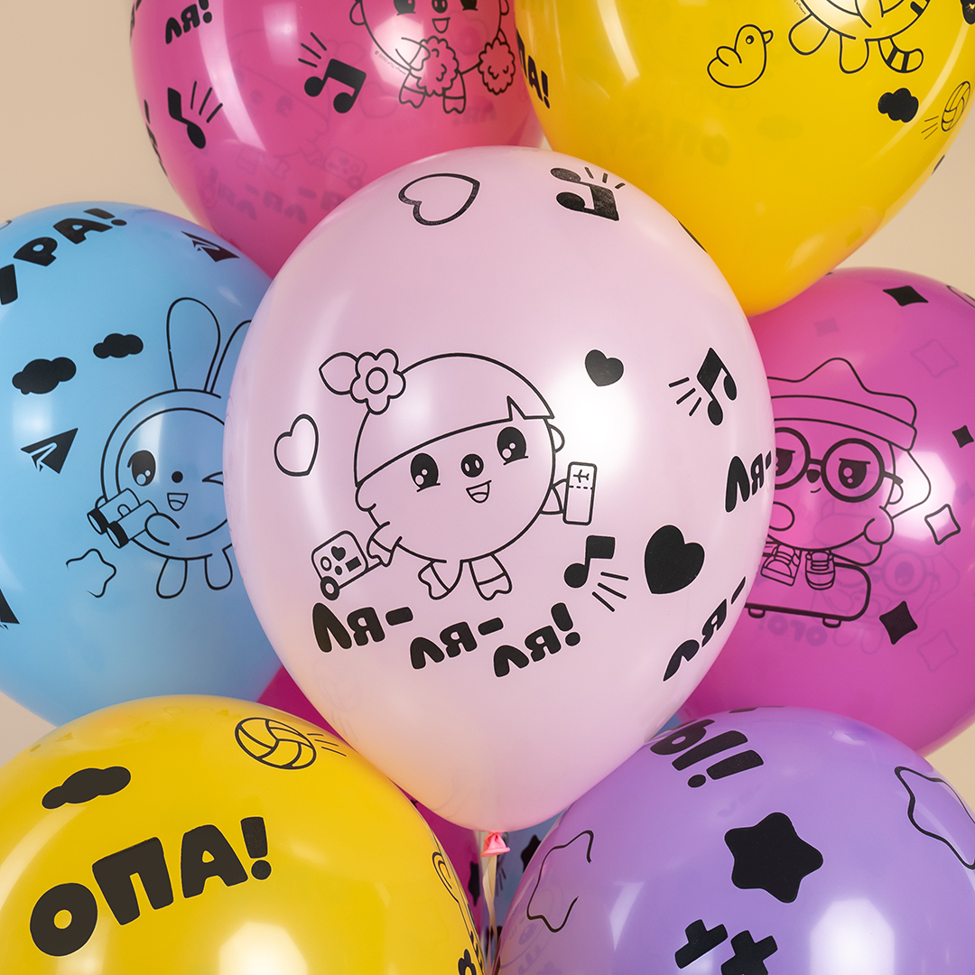 Шар (12''/30 см) Малышарики, Ассорти, пастель, 5 ст, 25 шт.