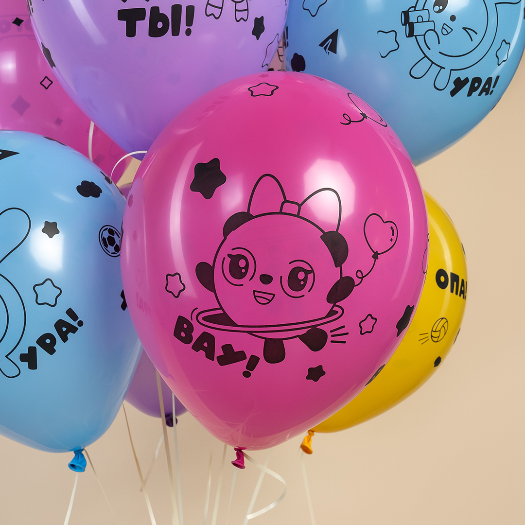 Шар (12''/30 см) Малышарики, Ассорти, пастель, 5 ст, 25 шт.