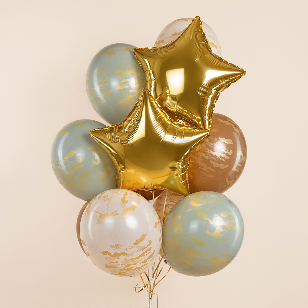 Шар (12''/30 см) Золотой камуфляж, Ассорти, пастель, 5 ст, 25 шт.