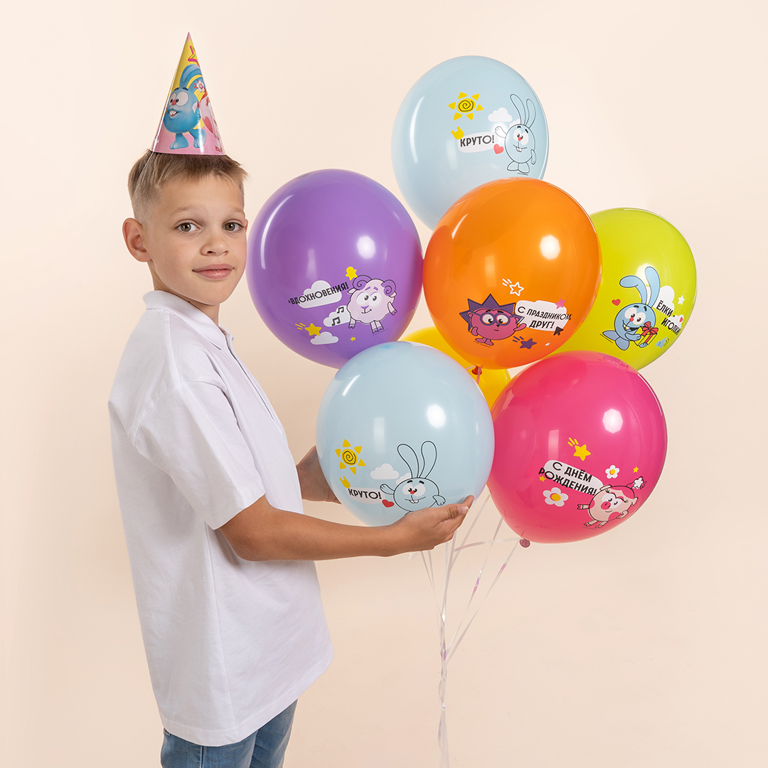 Шар (12''/30 см) Смешарики, С Днем Рождения!, Ассорти, пастель, 1 ст, 25 шт.