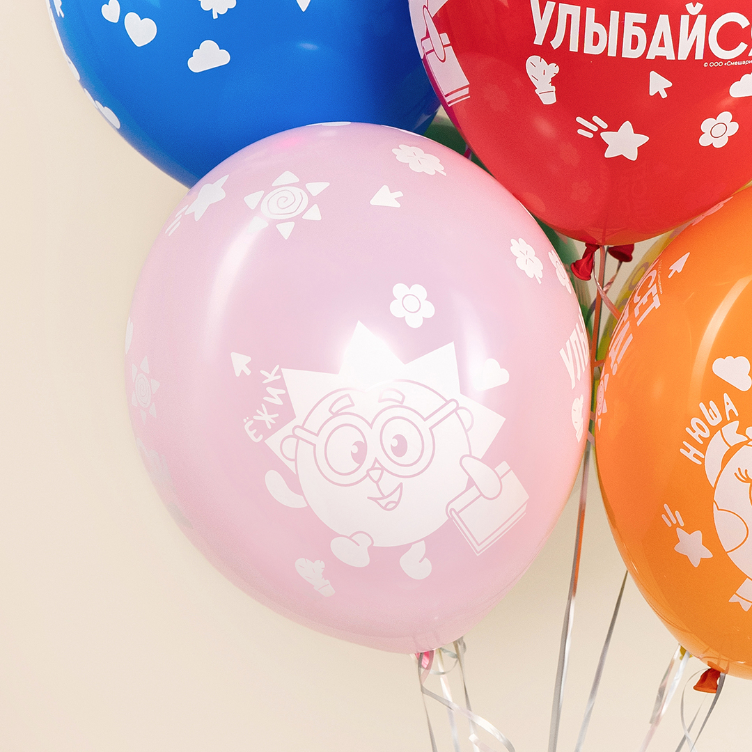 Шар (12''/30 см) Смешарики, Ассорти, пастель, 5 ст, 25 шт.