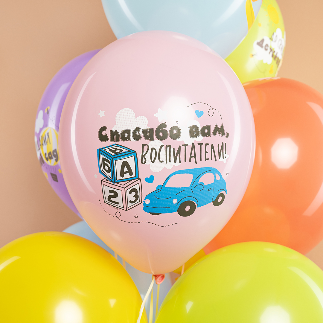 Шар (12''/30 см) До Свидания, Детский Сад!, Ассорти, пастель, 1 ст, 25 шт.