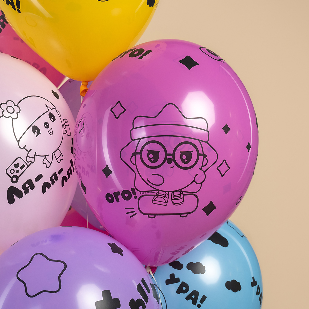 Шар (12''/30 см) Малышарики, Ассорти, пастель, 5 ст, 25 шт.