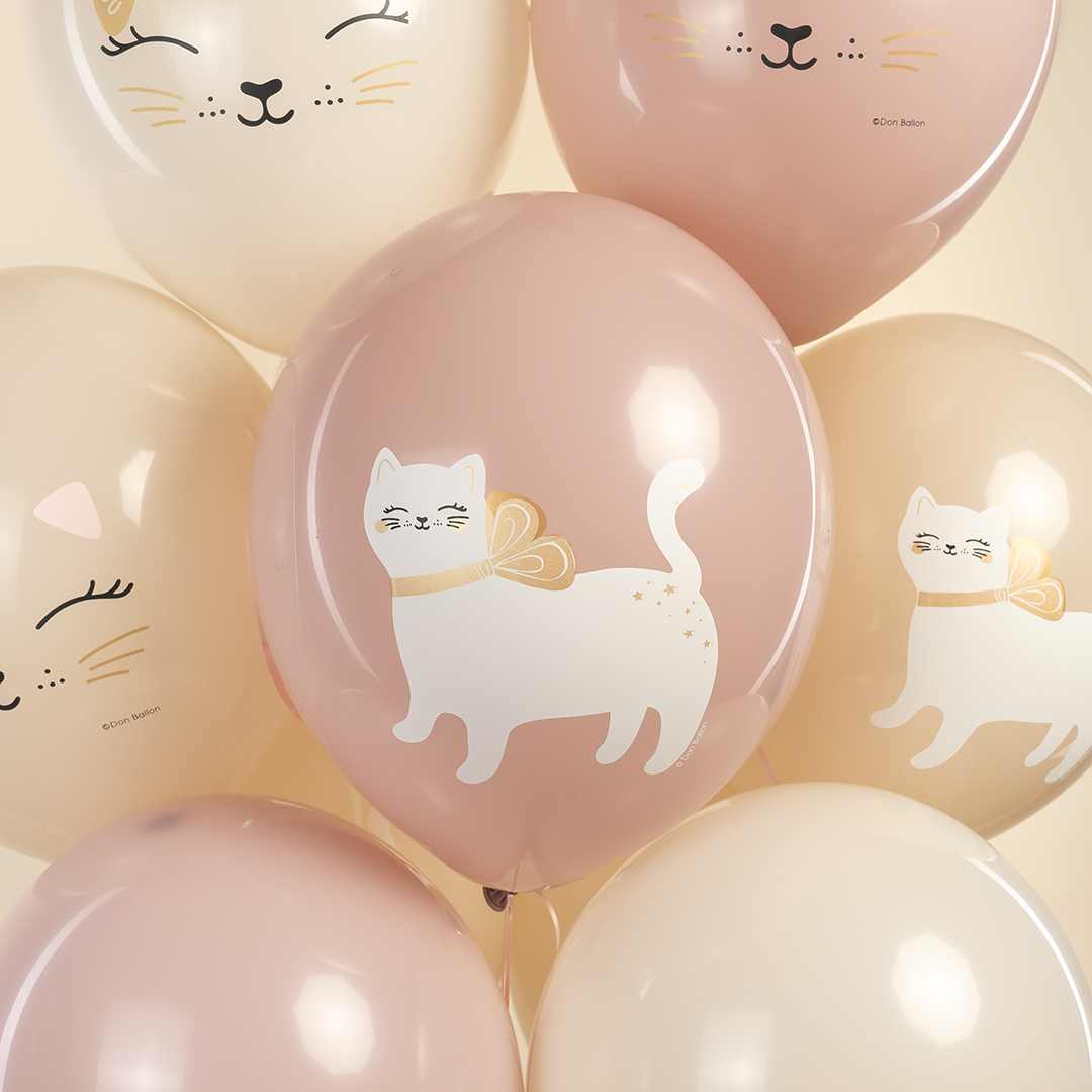 Шар (12''/30 см) Кошечка с бантом, Ассорти, пастель, 1 ст, 25 шт.