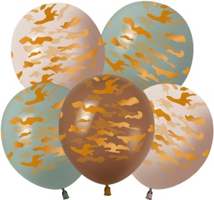 Шар (12''/30 см) Золотой камуфляж, Ассорти, пастель, 5 ст, 25 шт.