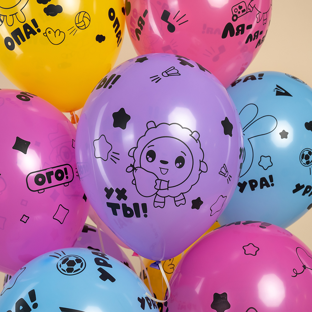 Шар (12''/30 см) Малышарики, Ассорти, пастель, 5 ст, 25 шт.